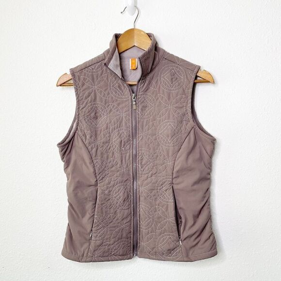 Lucy Athletics Women’s Brown Quilted Fleece Lined Sleeveless Vest Size S - Picture 1 of 8